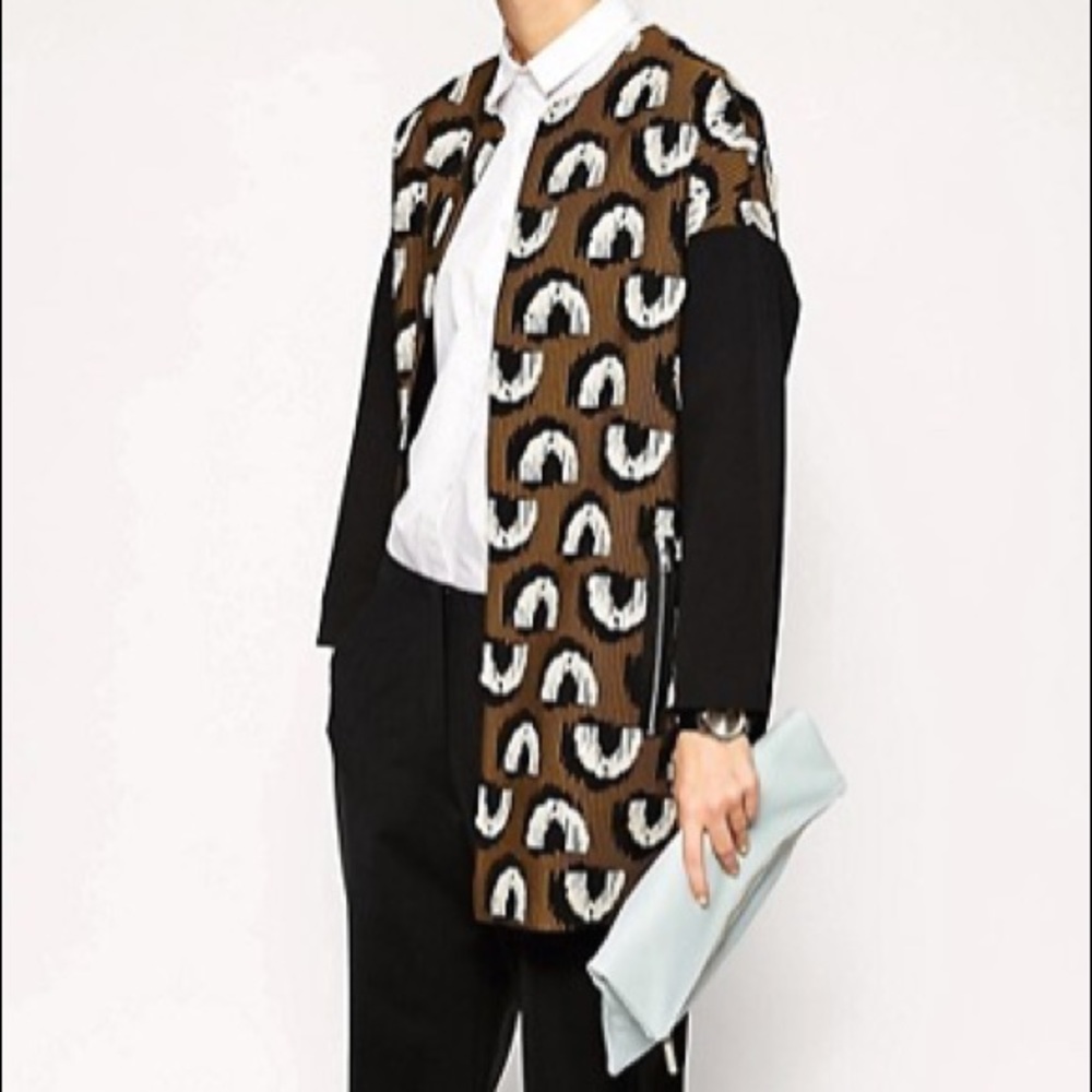 ASOS WHITE Clipped Jacquard Panel Jacket